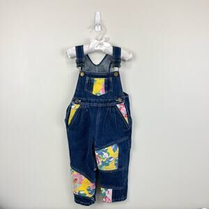 Vintage Hopscotch Kids Floral Patch Overalls 24 Months